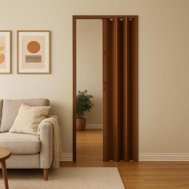 Imagem de Porta sanfonada pvc 1,46m mogno - Plasflex