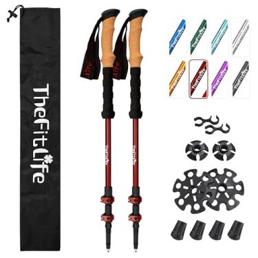 Imagem de TheFitLife Bastões de trekking – Bastões leves de alumínio 7075 com alças de cortiça, design telescópico ajustável, trava flip de metal para homens e mulheres - Perfeito para caminhadas, caminhadas