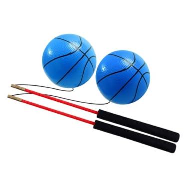 Imagem de IEUDNS Bola de exercício, bolas de fitness, alongamento de braço e ombro com haste, alças de espuma, jogo de arremesso manual para parque, adultos e crianças, Azul