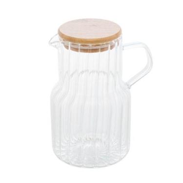 Imagem de Jarra Vidro Canelado Com Tampa Bambu 1 Litro - LYOR