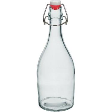 Imagem de GARRAFA ÁGUA SUCO LEITE HOME&CO COM TRAVA NA TAMPA VIDRO 500ml 26x9x9c