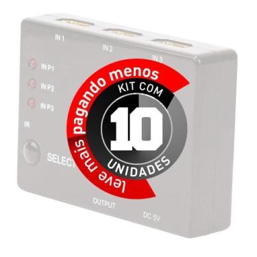 Imagem de Switch 3X1 Hdmi Full Hd 1080P 3D Com Controle - Kit Com 10 - Cirilo Ca