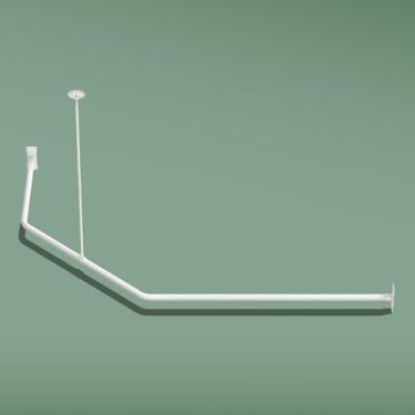 Imagem de Naiture varão de cortina de chuveiro neo-angular de alumínio com suporte de teto, 46 x 66 x 91 cm (tamanho da parede do equivalente: 137 cm x 91 cm), acabamento branco fosco