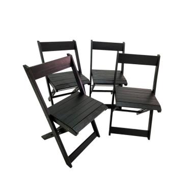 Imagem de Conjunto 4 Banquetas Alta Dobráveis Bar Balcão Em Madeira Preto