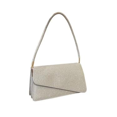 Imagem de Floerns Bolsas de ombro femininas brilhantes Hobo com alça superior e alça pequena, Prata, one_size