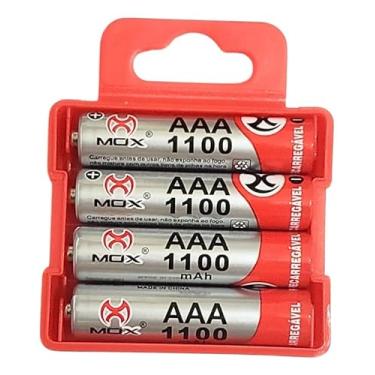 Imagem de Pilha AAA Recarregável, 1100mAh, 4 Unidades com Case, Mox