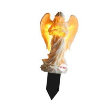 Imagem de IEUDNS Estaca de jardim Angel Placa de anjo Decoração de quintal Coleção de detalhes Ornamento plano 2D para gramado, caminho, quintal externo, 20 Cm X 8.9 Cm X 0.3