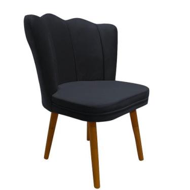 Imagem de Cadeira Decorativa Pétala Reta Veludo Premium Pés Retrô - Bela Móveis,