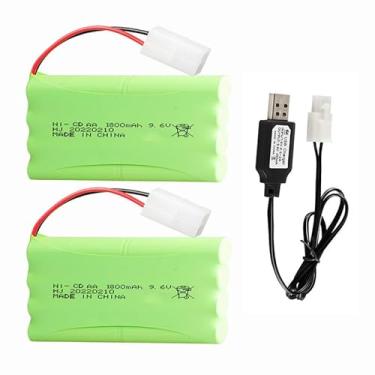 Imagem de Cecicebb Bateria recarregável NiCd 9,6V 1800mAh com KET-2P Apto para Nerf terrascout Robot 1984 New Bright D-10 Bulldozer Tyco Scorcher 9420 RC caminhão de carro de brinquedo com carregador USB