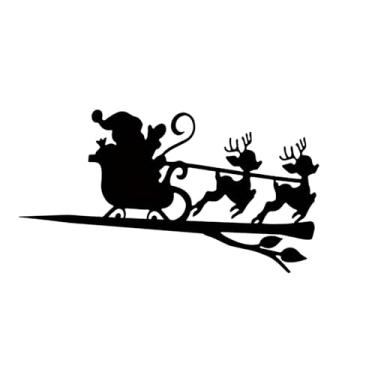 Imagem de WeiLaiKeQi Arte em metal para inserção em árvore, vazada, silhueta de rena do Papai Noel em galho de ferro para pátio de pasto de fazenda externo