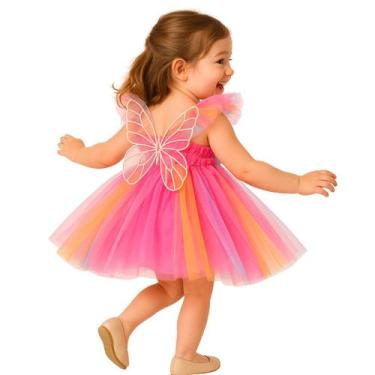 Imagem de Vestido Infantil Menina Casamento Tule Borboleta Furta - anjo da mamãe