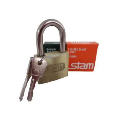 Imagem de Cadeado Stam Zamac Latonado Grande E-Coat 45mm C / 2 Chaves 