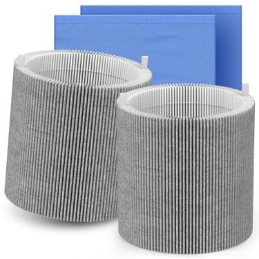 Imagem de 2 pacotes atualizados 511i Max filtro de substituição de carbono HEPA misturado compatível com Blue Pure 511i Max com 2 capas de pano extras pré-filtros