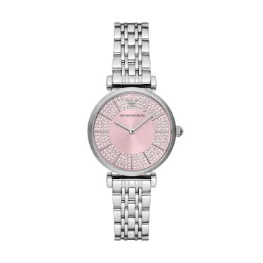 Imagem de Emporio Armani Relógio feminino de aço inoxidável com dois ponteiros (modelo: AR11686), Prata