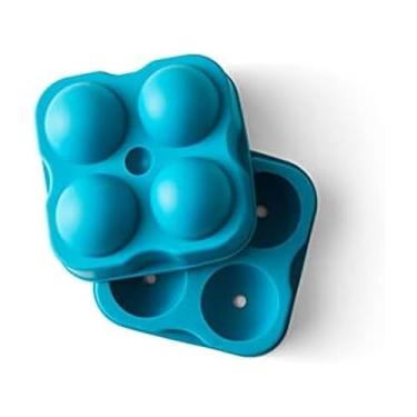 Imagem de Houdini Forma de bandeja de gelo de esfera grande, faz quatro bolas de gelo, azul