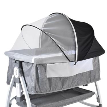 Imagem de ZFLYCANP Rede mosquiteira para berço com zíper, suporte de rolamento de alta carga, favo de mel denso e respirável, rede mosquiteira para berços de cabeceira (B)