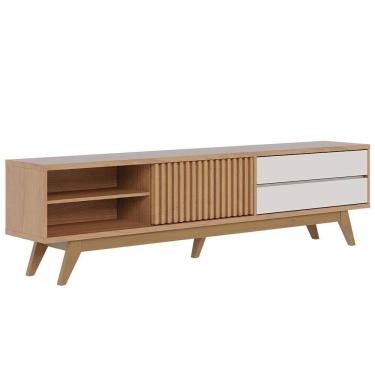 Imagem de Rack Para Sala De Estar 75 Pol 200cm Pés Retrô Venice C04 Freijó Off White Matte