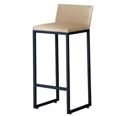 Imagem de Banqueta Alta Dani Reforçada Decorativa Balcão Bancada Cozinha Bar Base Preta Courino