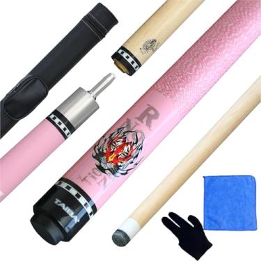 Imagem de AMAZCHAT Bastão de sinuca de 9 bolas com capa, eixo de bordo rígido canadense linha de linho irlandês, opções de 13 mm/11,5 mm para jogadores profissionais (rosa, 13 mm)