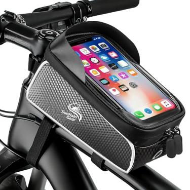 Imagem de SunHalo Gear Bolsa de bicicleta à prova d'água, bolsa de ciclismo, suporte de celular para bicicleta, bolsa de ciclismo com capa de chuva, bolsa de tubo superior de bicicleta, acessórios de bicicleta