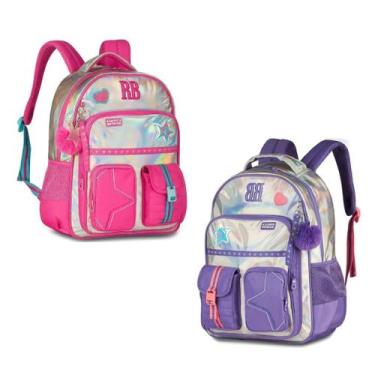 Imagem de Mochila escolar juvenil costas holo shine rebecca bonbon holográfica -
