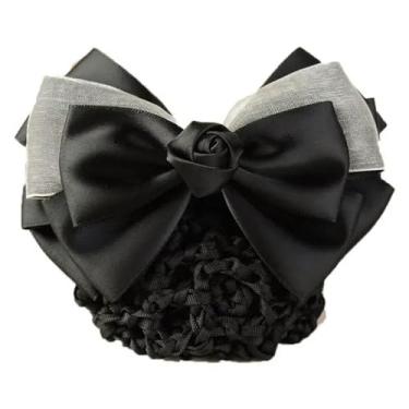 Imagem de Malha Flor Laço Crochê Laço Bun Net Presente para Mãe Clipe de Cabelo Para Atendentes de Luz Enfermeiras Acessórios de Cabelo Senhora Mulheres