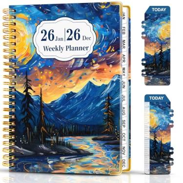 Imagem de METEOROCK Agenda 2026 de janeiro de 2026 a dezembro de 2026, agenda mensal semanal de 16 x 21,6 cm, encadernação espiral, agenda de capa dura 2026 para escritório escolar