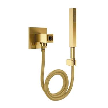 Imagem de Ducha Manual Com Desviador Docol Square 604272 Ouro Escovado