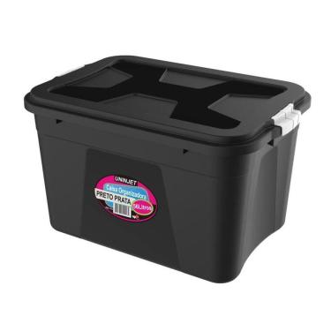 Imagem de Caixa Organizadora Preta 56 Litros Com Travas Pp Uninjet Tfb