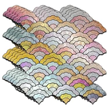 Imagem de Sanyeskkiy 10 peças de azulejos de parede de mosaico metálico, à prova d'água, autoadesivo, composto de alumínio, 26 x 26 cm, estilo moderno, para cozinha, banheiro, interior (10, arco-íris)