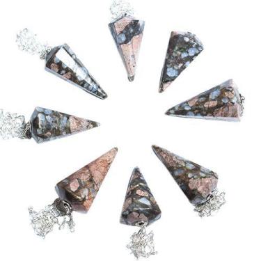 Imagem de 10 Pêndulo Riolita Rosa Facetado para Radiestesia - Atacado - Cristais