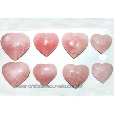 Imagem de 20 Corações de Pedra Quartzo Rosa Natural de 4.7 a 6.5cm para Atacado 