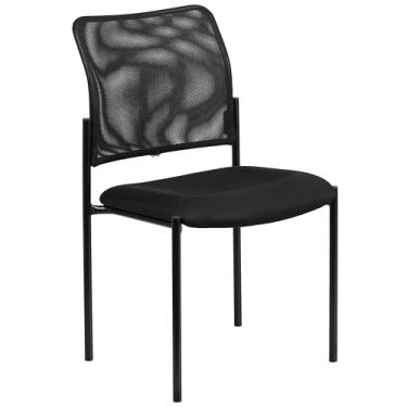Imagem de Flash Furniture Cadeira lateral de aço empilhável Comfort Black Mesh