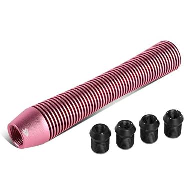 Imagem de NRG Innovations SK-710PK Botão de câmbio universal de alumínio com adaptadores de rosca, alavanca de cilindro longa curvilínea estilo dissipador de calor, rosa