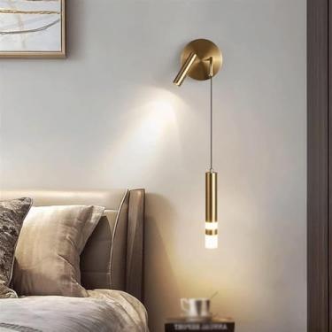 Imagem de Apliques de parede, Luminária de parede dupla dourada, Luminária de parede LED moderna, Holofote, Arandela de parede ajustável, Luz de leitura de cabeceira, Luminária de parede compatível