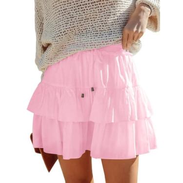 Imagem de Shorts Aoudery Flowy para mulheres Boho com babados, saias em camadas,