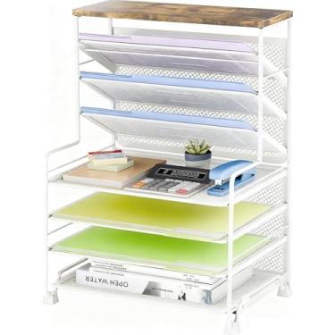 Imagem de Simple Trending Organizador de arquivos de mesa de 8 camadas, 1 pacote com bandeja de cartas, organizador de papel, acessórios de mesa de malha, pasta de arquivos para escritório, casa ou escola