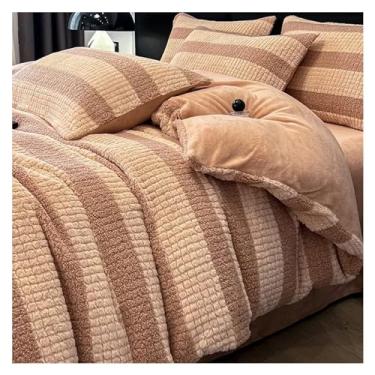 Imagem de Conjunto de cama de inverno de luxo de veludo de leite quente com lençol e capa de edredom (C 200 x 230 cm)