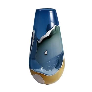 Imagem de Vasos de flores vaso de cerâmica retrô de porcelana de alta temperatura simples sala de estar mobiliário doméstico mesa de trabalho arranjo de flores secas decoração vaso decorativo (uma cor A)