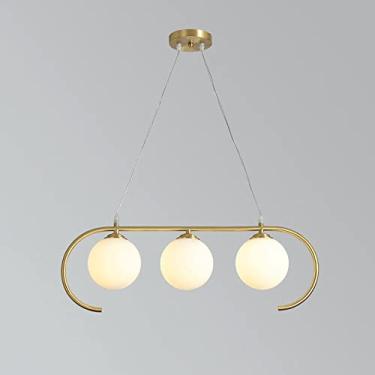 Imagem de YQSLQZZ Lustre de latão para sala de jantar, lustre de iluminação acima da mesa de jantar, lustre de vidro de leite Sputnik, lustre Sputnik moderno de meados do século, luzes de teto para sala de