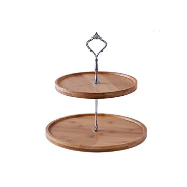 Imagem de Suporte de bolo de 2 camadas, coroa criativa, suporte de sobremesa, redondo, removível, suporte de exibição de bolo, chá da tarde, pastelaria, prato de frutas, torre de cupcake (ouro pequeno) (ouro G