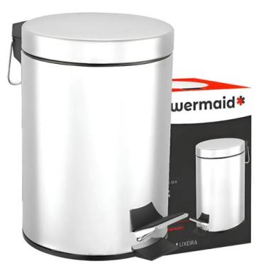 Imagem de Lixeira Inox 3 Litros Com Pedal e Balde Removível Banheiro - CAMESA