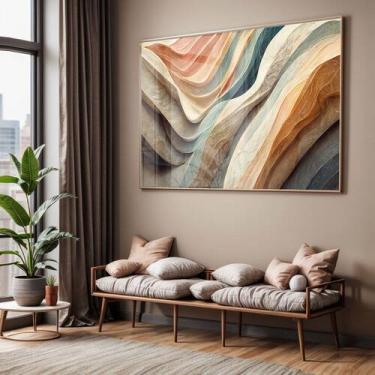 Imagem de Quadro com Moldura e Acrilico Cristal Vidro Sala Quarto Abstrato Moder