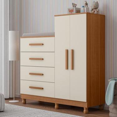 Imagem de Cômoda Roupeiro Isabela Com Colchão Trocador Impermeavel Infantil Cria