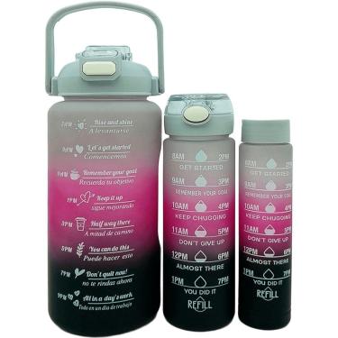 Imagem de Garrafas Água Frases Treino Academia Kit 3pçs 2L 900ml 300ml