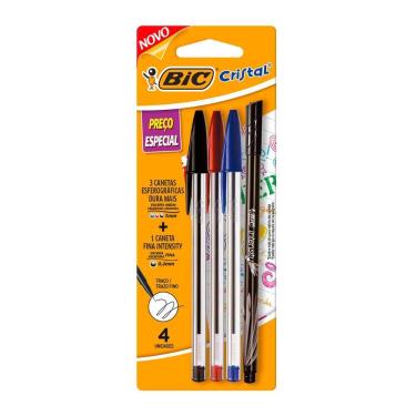 Imagem de Kit escrita Cristal com 3 unid e 1 caneta Intensity Bic