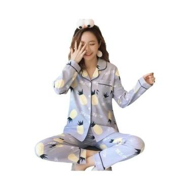 Imagem de Conjunto De Pijamas Femininos Com Estampa De Cereja Listrada, Camisa C