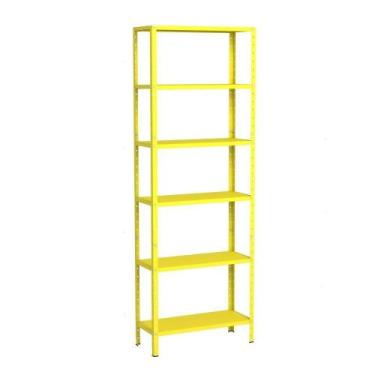 Imagem de Estante 6 Prateleiras Aço Livros Quarto Cozinha Multiuso Fer Amarelo -