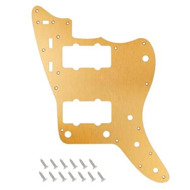 Imagem de Banworks Vintage 60s JM Pickguard Alumínio 1 Ply 13 Furos Borda Reta Alumínio Pickguard Placa para Guitarra Fender Ultra Jazzmaster JM Guitarras JT/HB-14 Dourado