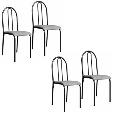 Imagem de Kit 4 Cadeiras 544 Sala Jantar Cozinha Pés Aço Tubular Cinza/preto